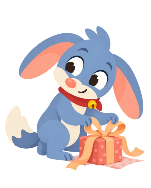 Bilby holding a wrapped gift